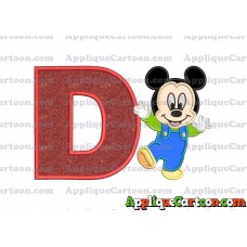 Mickey Mouse Baby Applique Embroidery Design With Alphabet D