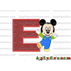 Mickey Mouse Baby Applique Embroidery Design With Alphabet E