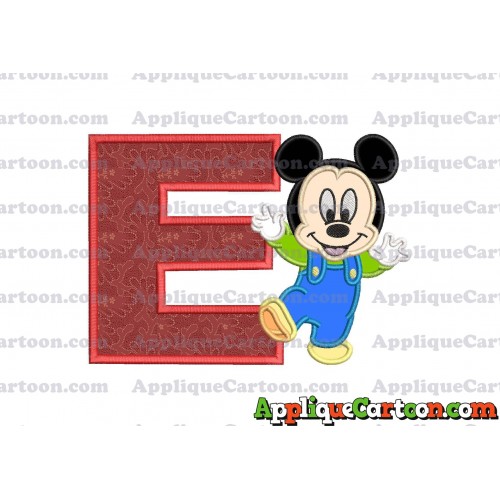 Mickey Mouse Baby Applique Embroidery Design With Alphabet E