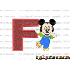 Mickey Mouse Baby Applique Embroidery Design With Alphabet F