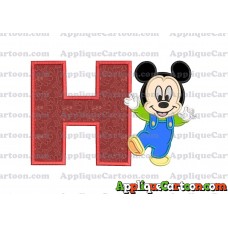 Mickey Mouse Baby Applique Embroidery Design With Alphabet H