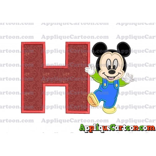 Mickey Mouse Baby Applique Embroidery Design With Alphabet H
