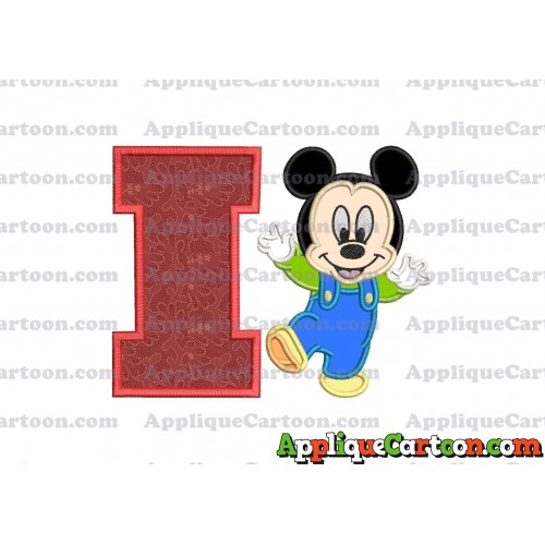 Mickey Mouse Baby Applique Embroidery Design With Alphabet I