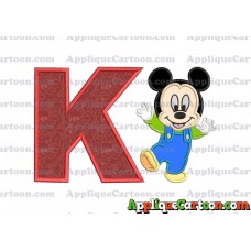 Mickey Mouse Baby Applique Embroidery Design With Alphabet K