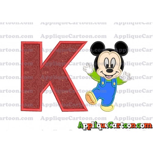 Mickey Mouse Baby Applique Embroidery Design With Alphabet K