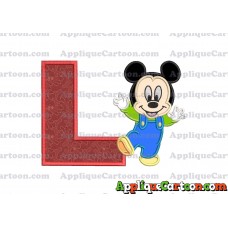 Mickey Mouse Baby Applique Embroidery Design With Alphabet L