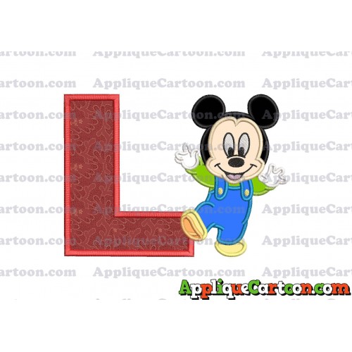 Mickey Mouse Baby Applique Embroidery Design With Alphabet L