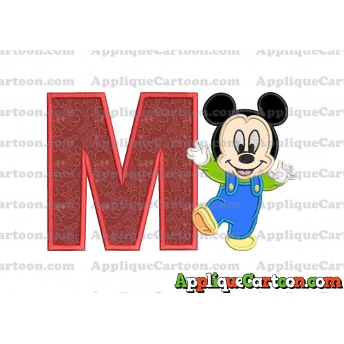 Mickey Mouse Baby Applique Embroidery Design With Alphabet M