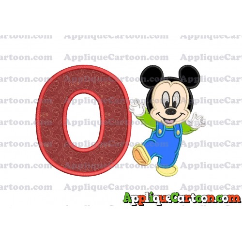 Mickey Mouse Baby Applique Embroidery Design With Alphabet O