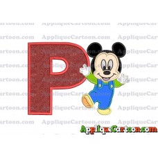 Mickey Mouse Baby Applique Embroidery Design With Alphabet P