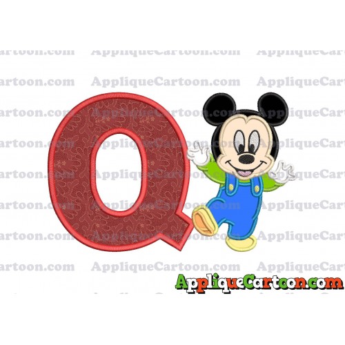 Mickey Mouse Baby Applique Embroidery Design With Alphabet Q