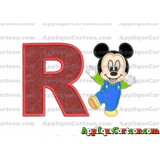 Mickey Mouse Baby Applique Embroidery Design With Alphabet R