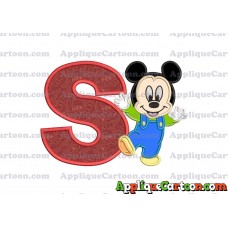 Mickey Mouse Baby Applique Embroidery Design With Alphabet S