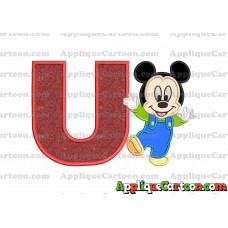 Mickey Mouse Baby Applique Embroidery Design With Alphabet U