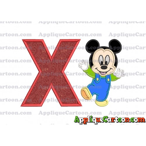 Mickey Mouse Baby Applique Embroidery Design With Alphabet X