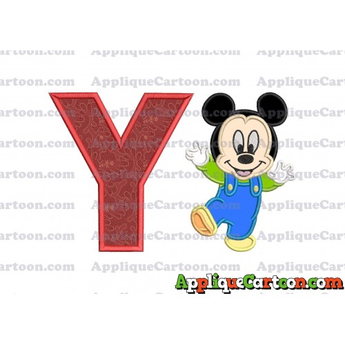 Mickey Mouse Baby Applique Embroidery Design With Alphabet Y