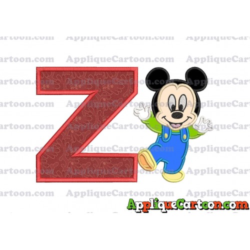 Mickey Mouse Baby Applique Embroidery Design With Alphabet Z