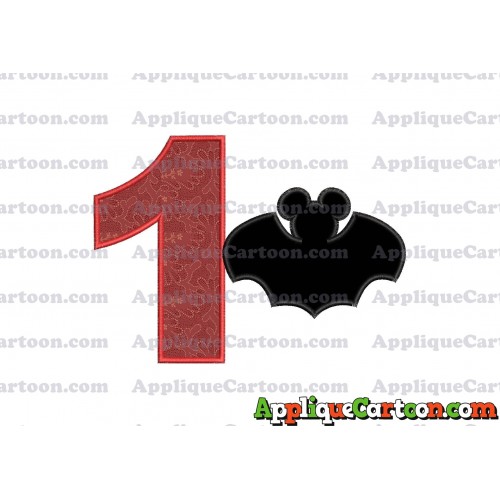 Mickey Mouse Bat Applique Embroidery Design Birthday Number 1