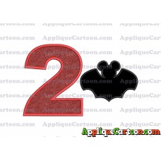 Mickey Mouse Bat Applique Embroidery Design Birthday Number 2