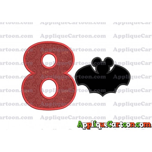 Mickey Mouse Bat Applique Embroidery Design Birthday Number 8