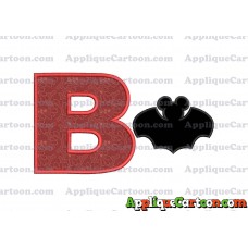 Mickey Mouse Bat Applique Embroidery Design With Alphabet B