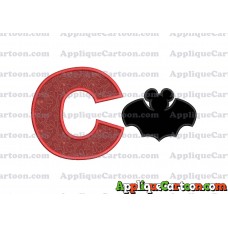 Mickey Mouse Bat Applique Embroidery Design With Alphabet C