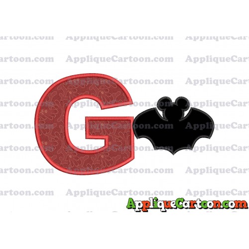 Mickey Mouse Bat Applique Embroidery Design With Alphabet G