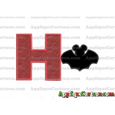 Mickey Mouse Bat Applique Embroidery Design With Alphabet H