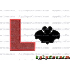 Mickey Mouse Bat Applique Embroidery Design With Alphabet L