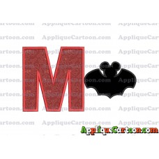 Mickey Mouse Bat Applique Embroidery Design With Alphabet M