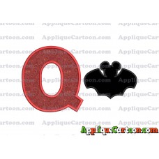 Mickey Mouse Bat Applique Embroidery Design With Alphabet Q