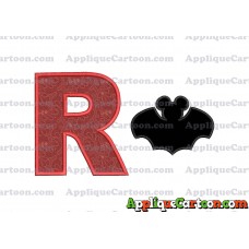Mickey Mouse Bat Applique Embroidery Design With Alphabet R