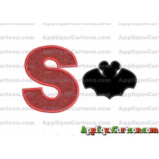 Mickey Mouse Bat Applique Embroidery Design With Alphabet S