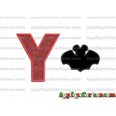 Mickey Mouse Bat Applique Embroidery Design With Alphabet Y