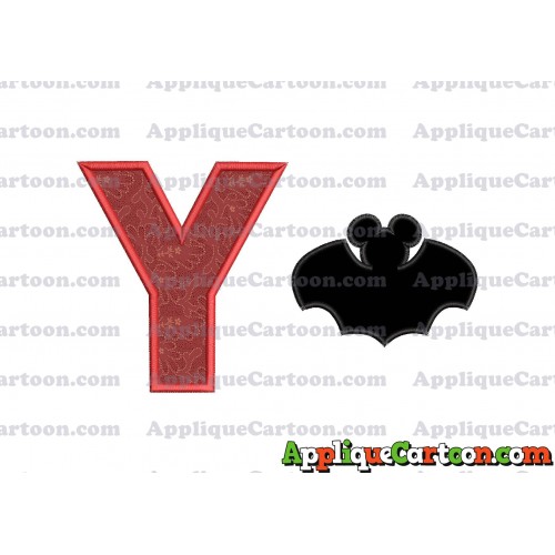 Mickey Mouse Bat Applique Embroidery Design With Alphabet Y