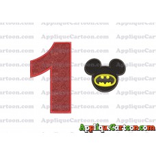 Mickey Mouse Batman Applique Design Birthday Number 1