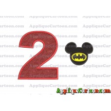 Mickey Mouse Batman Applique Design Birthday Number 2