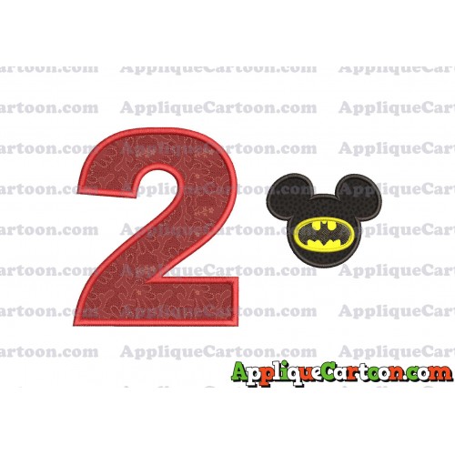 Mickey Mouse Batman Applique Design Birthday Number 2