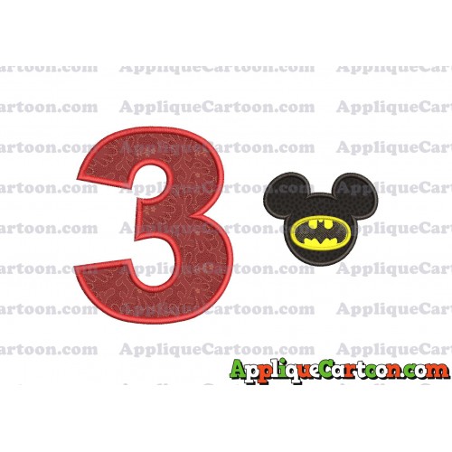 Mickey Mouse Batman Applique Design Birthday Number 3