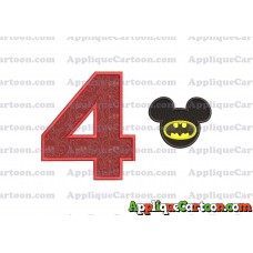 Mickey Mouse Batman Applique Design Birthday Number 4