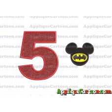 Mickey Mouse Batman Applique Design Birthday Number 5