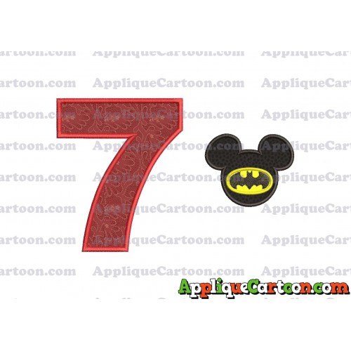 Mickey Mouse Batman Applique Design Birthday Number 7