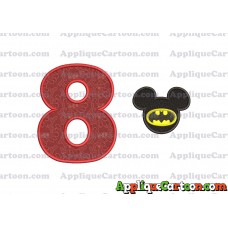 Mickey Mouse Batman Applique Design Birthday Number 8