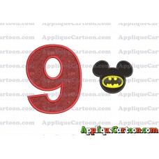Mickey Mouse Batman Applique Design Birthday Number 9