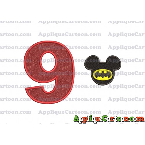 Mickey Mouse Batman Applique Design Birthday Number 9