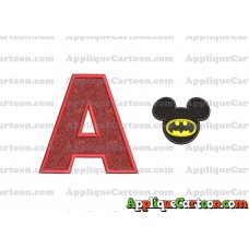 Mickey Mouse Batman Applique Design With Alphabet A