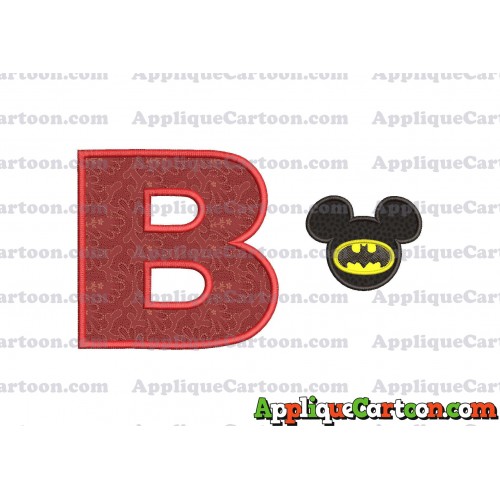 Mickey Mouse Batman Applique Design With Alphabet B