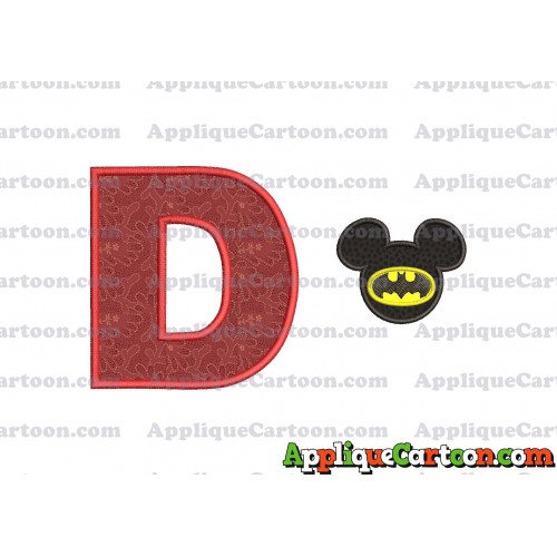 Mickey Mouse Batman Applique Design With Alphabet D
