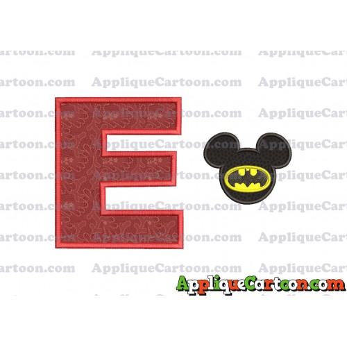 Mickey Mouse Batman Applique Design With Alphabet E