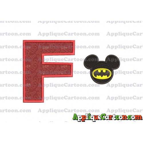 Mickey Mouse Batman Applique Design With Alphabet F